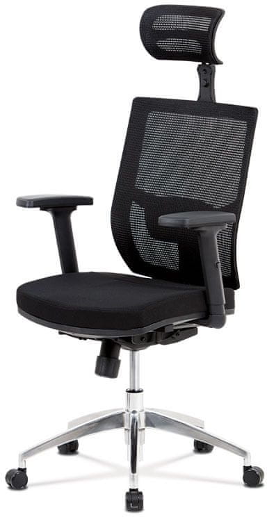 Autronic Kancelárska stolička, čierna látka / čierna sieťovina, hliníkový kríž, synchrónne mach KA-B1083 BK